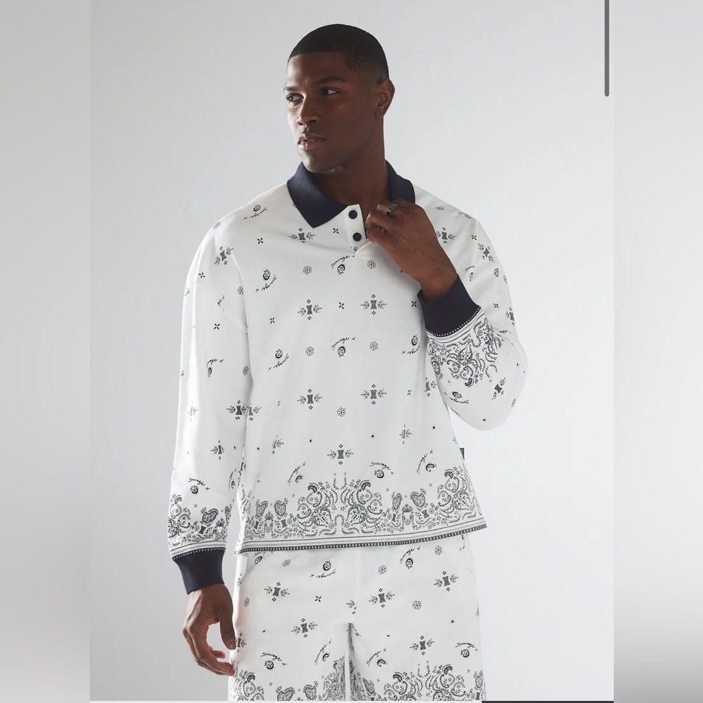 NWT SAVAGE X FENTY ESSENTIAL TERRY LONG SLEEVE POLO LARGE